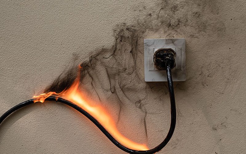 electrical outlet fire